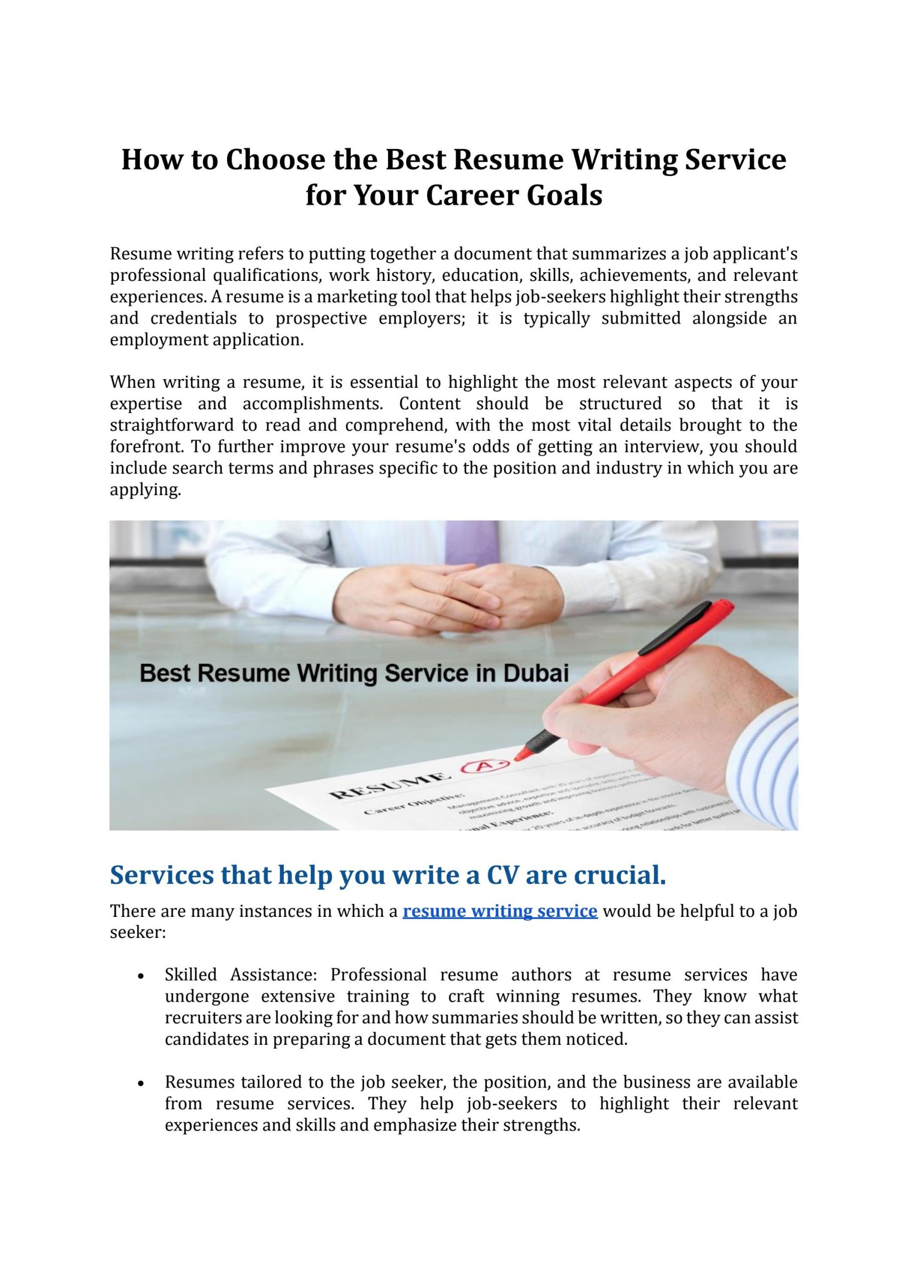 Resume Writing Service: How to Choose the Best One for Your Career Goals